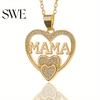 Alloy Jewelry Mothers Day Gift Necklace Rhinestone Heart-Shaped Pendant Anti-Oxidation Heart Charm Mother Clavicle for Daily Wear Gifting