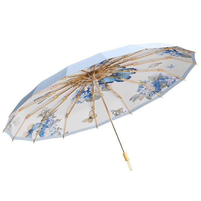 Umbrella Enlarged Reinforcement Retro High Value 16 Bone Color Glue Sun Umbrella Girls Sunscreen UV Protection Parasol