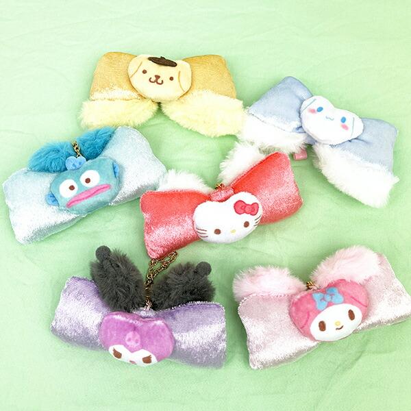 Sanrio Fluffy Ear Ribbon Bag Charm Cinnamoroll Keychain Mascot