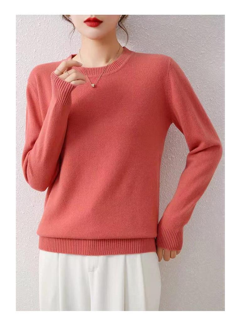 2025 Versatile Loose-Fit Wool Sweater: Slimming, Solid Color, Perfect for Autumn & Winter