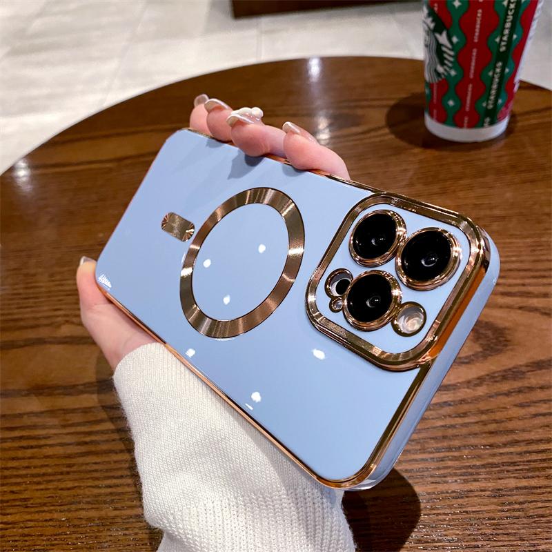 Luxury Electroplated Magnetic Magsafe Wireless Charge Case For iPhone 11 12 13 15 16 Pro Max 14 Plus Silicone Shockproof Cover