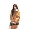 Real shot American retro fur collar cotton clothes women's autumn and winter loose college style design niche thickened coat