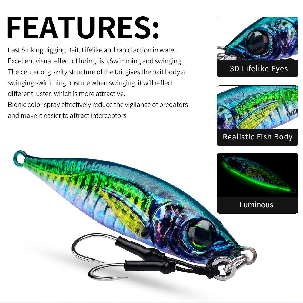 3D Printed Bionic Lure: Iron Plate Fishing Lure 7-200g for Freshwater and Saltwater, Ideal for Asp and Bass.