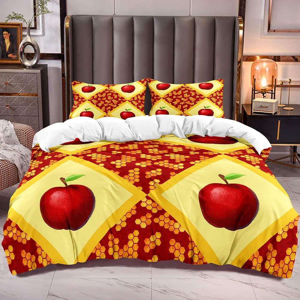 Fruit Duvet Cover Set Queen Size Microfiber Watermelon Banana Apple Pineapple Print Bedding Set Cartton Theme Small Fresh Style