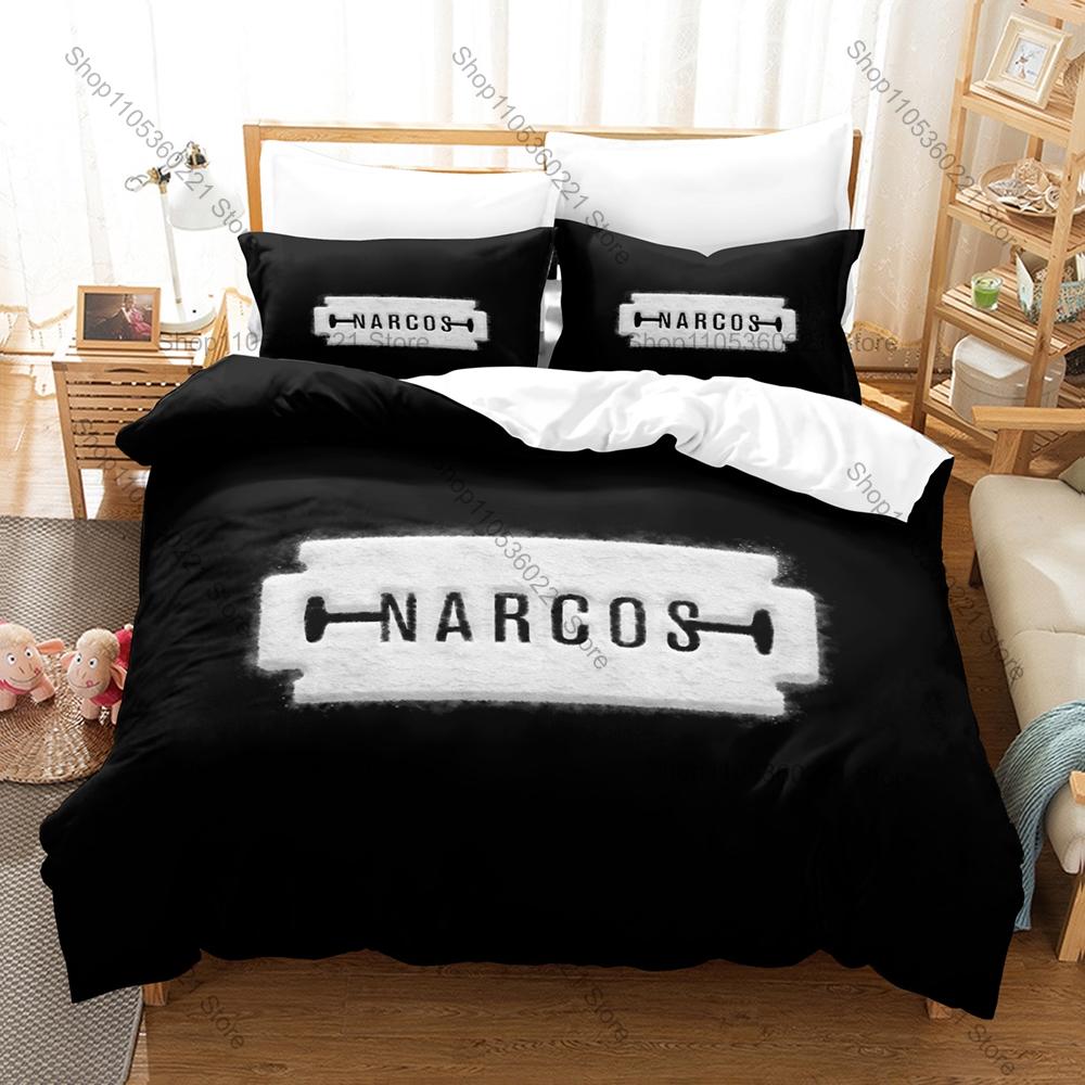 Narcos Fan Merch Duvet Cover + 2 Pillowcases, Exquisite TV Show Art Print Bedding Set Comfortable Textile for Series Enthusiasts