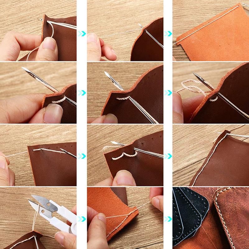 Diy Leather Sewing Awl Kit Waxed Thread Hand Sewing Tools Leather Craft Edge Stitching Belt Strips Shoemaker Canvas Repair Tools