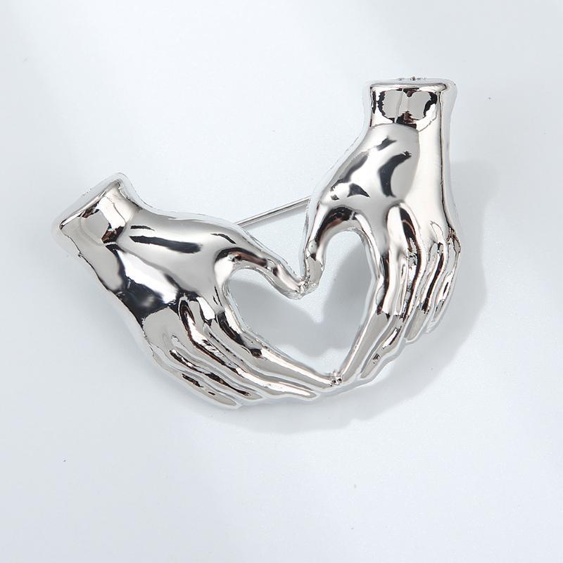 Hand Pose Heart Brooches For Unisex Office Casual Party Jewelry Unique Hands Brooch Pins Gifts