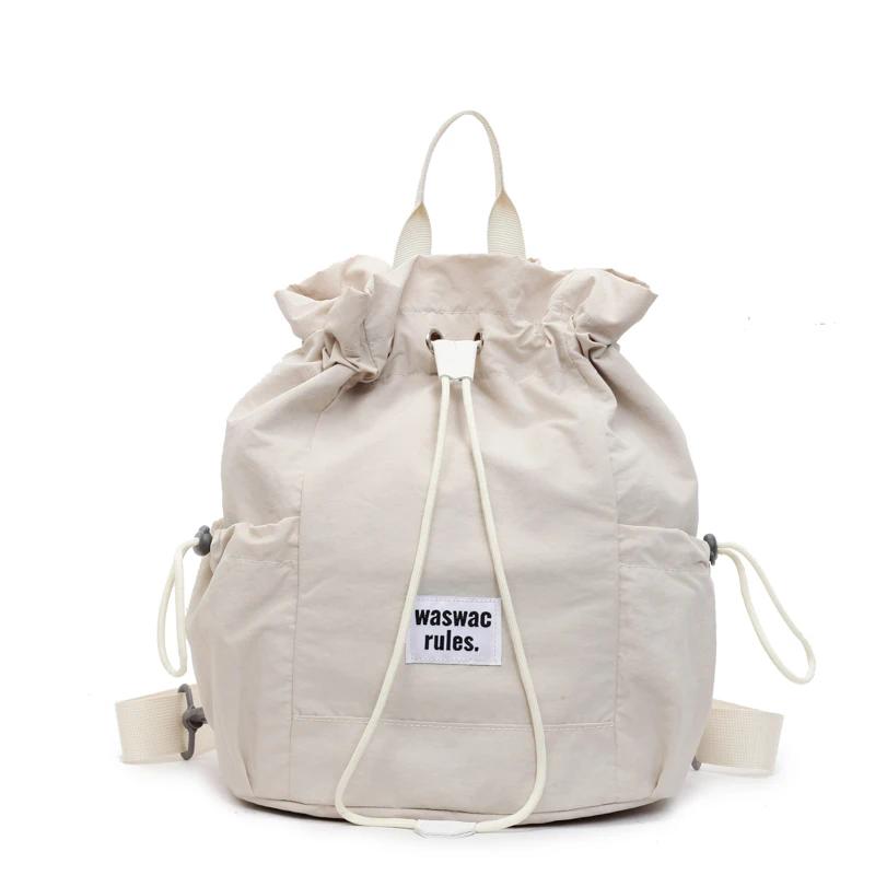 

2026 Trend Niche Design Ccise Light Versatile Backpack Large Capacity Drawstring Commute College Student School Bags бежевый