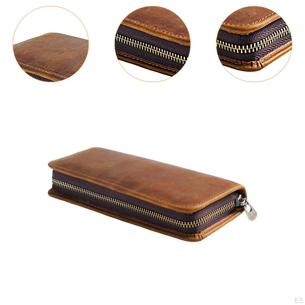 Pencil Case Pen Bag PU Leather School Supplies Smooth Zipper Marker Holder Stationery Organizer