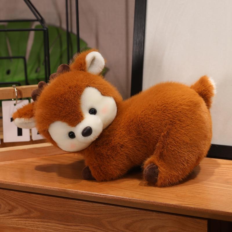 Kawaii Christmas Elk Animals Plush Dolls Stuffed Soft Toys Sika Deer For Kids Family Xmas Birthday Gift Party Decor for  Baby