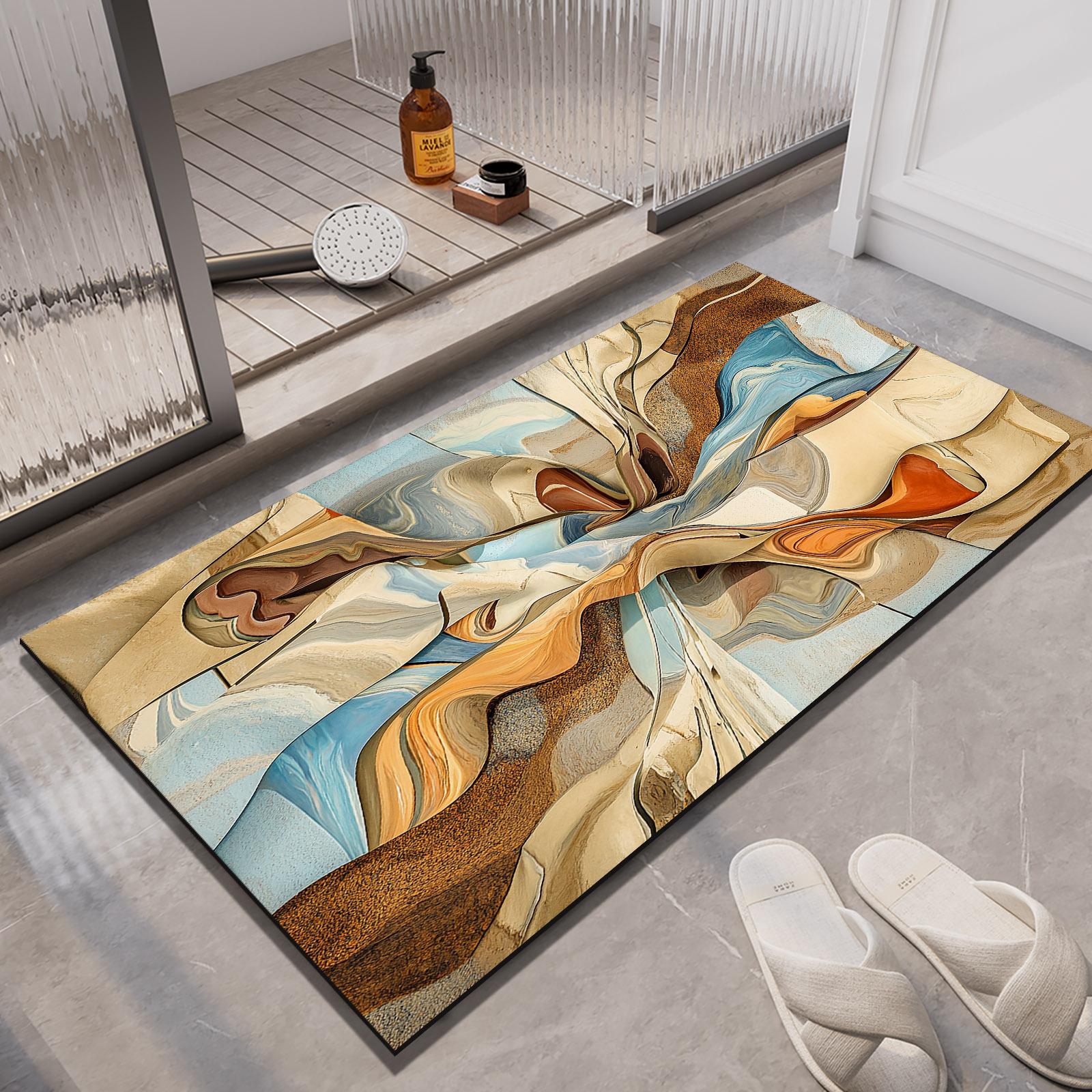 

Коврик для ванной из диотомита в стиле ретро, коврики для ног, впитывающий коврик для ванной, нескользящий, быстросохнущий, коврик для душа, коврик для туалета, моющийся 40cmx60cm