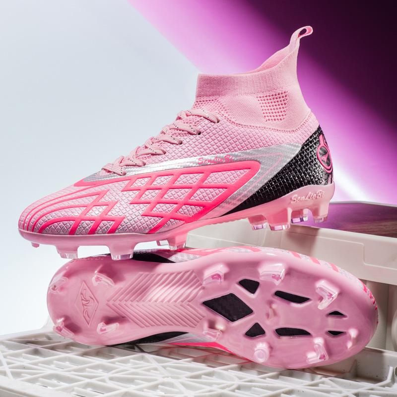 New high-top football shoes fly-woven tf broken nails youth artificial flat leather feet male and female students training shoes