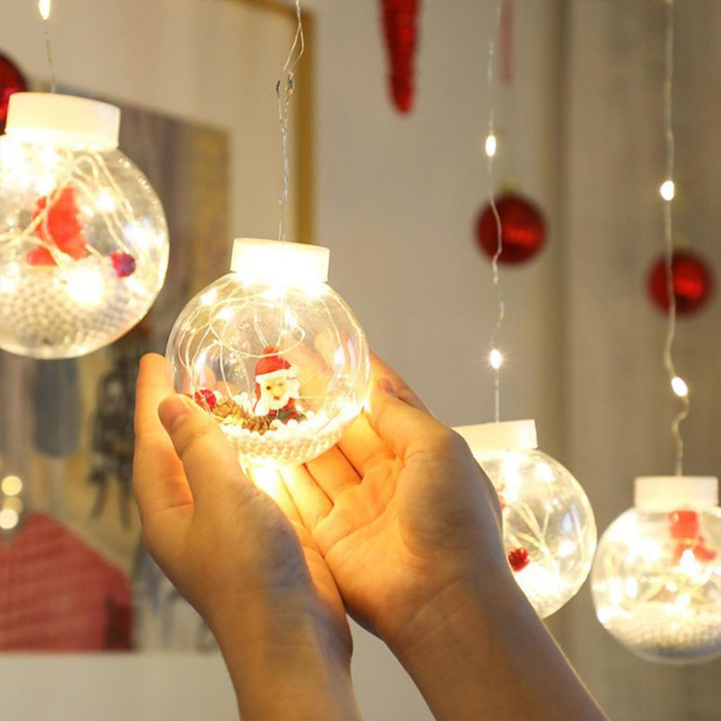 Christmas Transparent Wish Ball Curtain Lights, LED Snowman Decorative String Lights, Holiday Atmosphere Lighting
