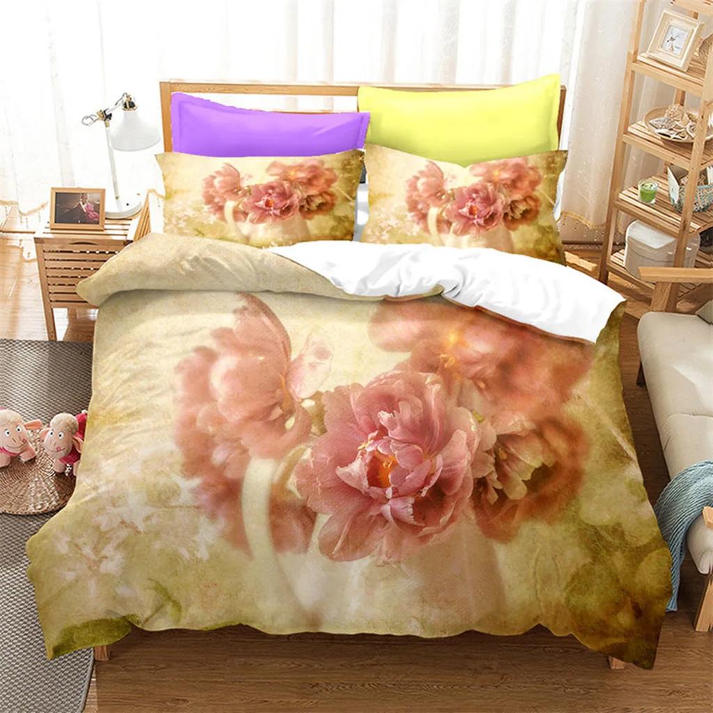 Red Rose Romantic Valentine's Day Floral Soft Duvet Cover for Women Young Girls Valentine's Day Gift Flowers Print Comfortable Quilt Cover Rom Decor