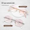 Elegant Frameless Diamond-Cut Reading Glasses for Women: Ultra-Light, Fashionable, Anti-Blue Light, Fine Glitter Design.