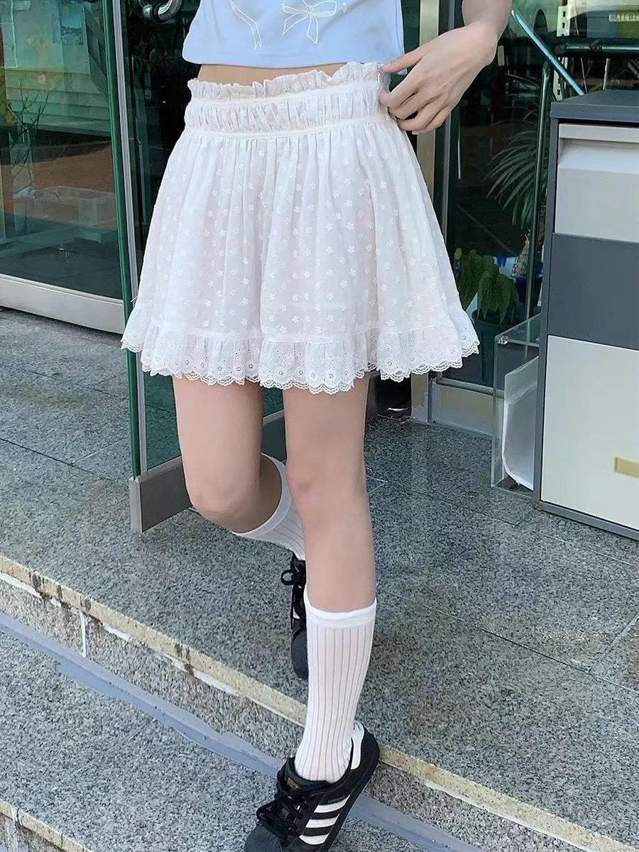 

Вышитые защитные брюки женские 2025 летние мягкие сестры с юбкой, защитные брюки внутри, непромокаемая милая юбка one size fits all