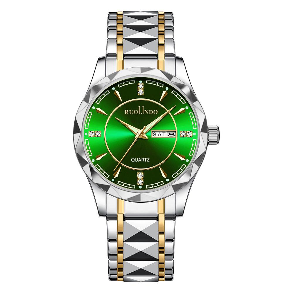 Niche Luminous Waterproof Men's Quartz Watch with Double Calendar and High-End Steel Band