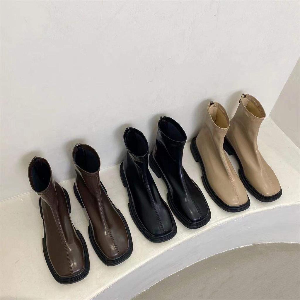 Elastic British Martin Boots Women's 2025 Autumn and Winter New Chelsea Boots Small Naked Boots Skinny Boots Fleece Short Boots