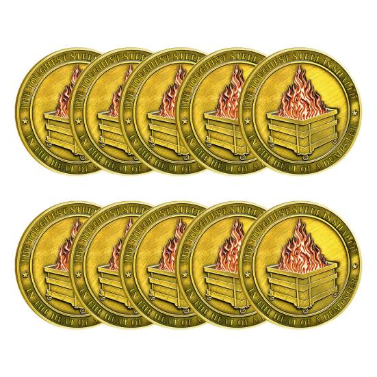 Challenge Coin Dumpster Flame Pattern Retro Silver Color Challenge Medal Unique Office Desk