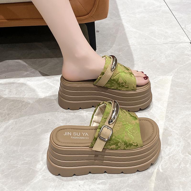 Fashion Luxury Chunky Platform Sandals Women Summer 8CM Wedge High Heels Sandals Woman Thick Bottom Slides Beach Slippers