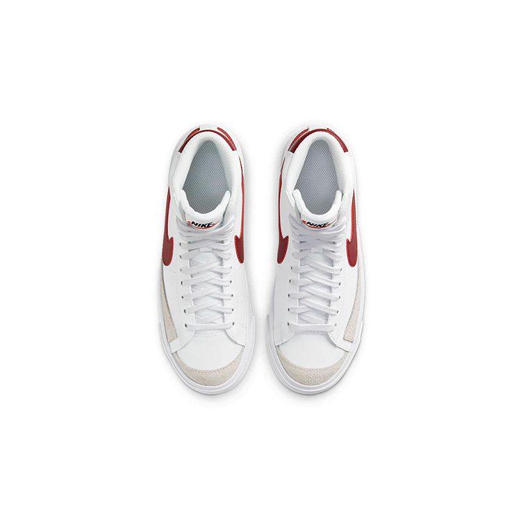Nike Blazer Mid 77 Slip Resistant Cushioning Abrasion Resistant Mid top Skateboard Shoes White Red Unisex DA4086-102