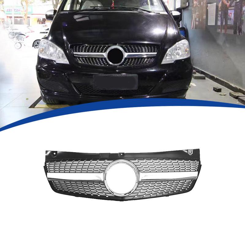For Viano W639 2011-2014 Front Grille Diamond Star Style ABS Replacement Racing Grill Bumper Mesh Facelift Exterior Car Parts