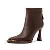 High heels women's season stiletto temperament short boots velvet high-end single boots bare boots