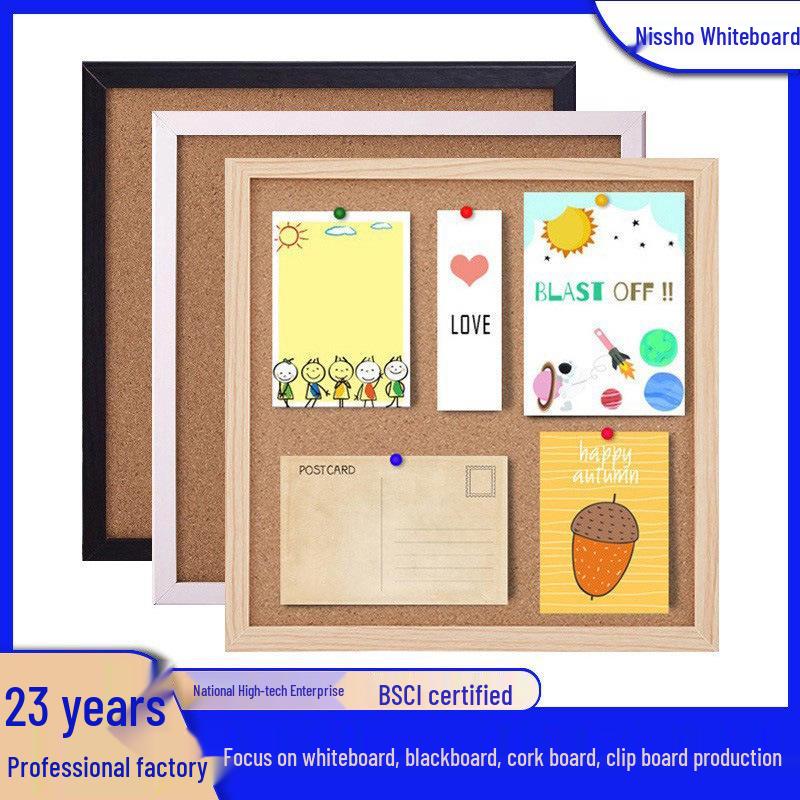 Wooden Cork Board Wall-Mounted Message & Photo Display for Home & Office