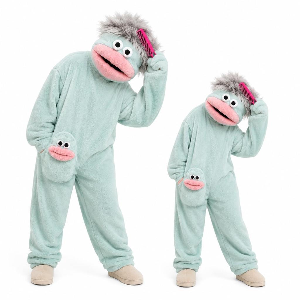 Adult Matching Couple Funny Pajama Set with Comb and Shoes for Loungewear