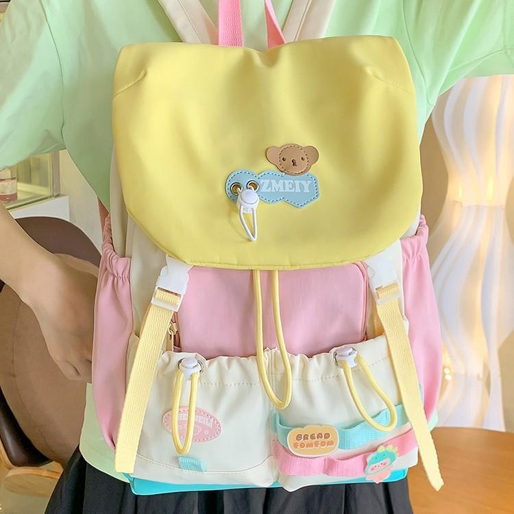 Schoolbag high value dopamine cute backpack schoolbag female middle and high school students contrasting colors large capacity niche design backpack