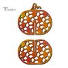 Decorative Wooden Pumpkin Figures Thanksgiving Decor, Vintage Striped Hollow Carved Ornament Rustic Fall Home Decor for Party, Table Centerpiece,