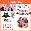 Pink Halloween Party Decorative Skull Balloon Pumpkin Banner Cake Insert Set