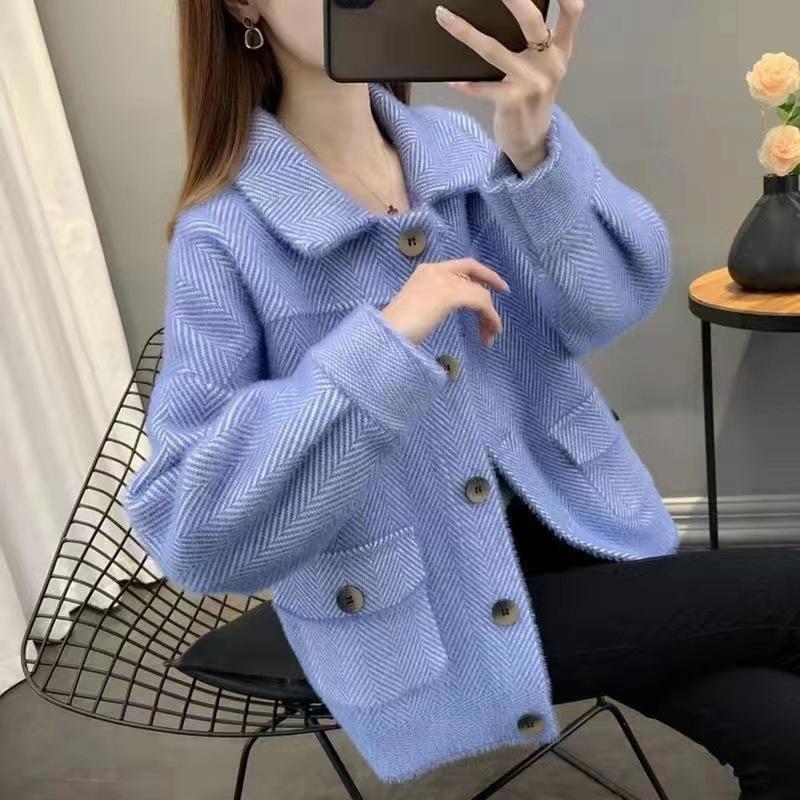Fall and Winter Ladies's Imitation Mink Fleece Short Jacket Ladies's Blouse All-match Golden Mink Jacket