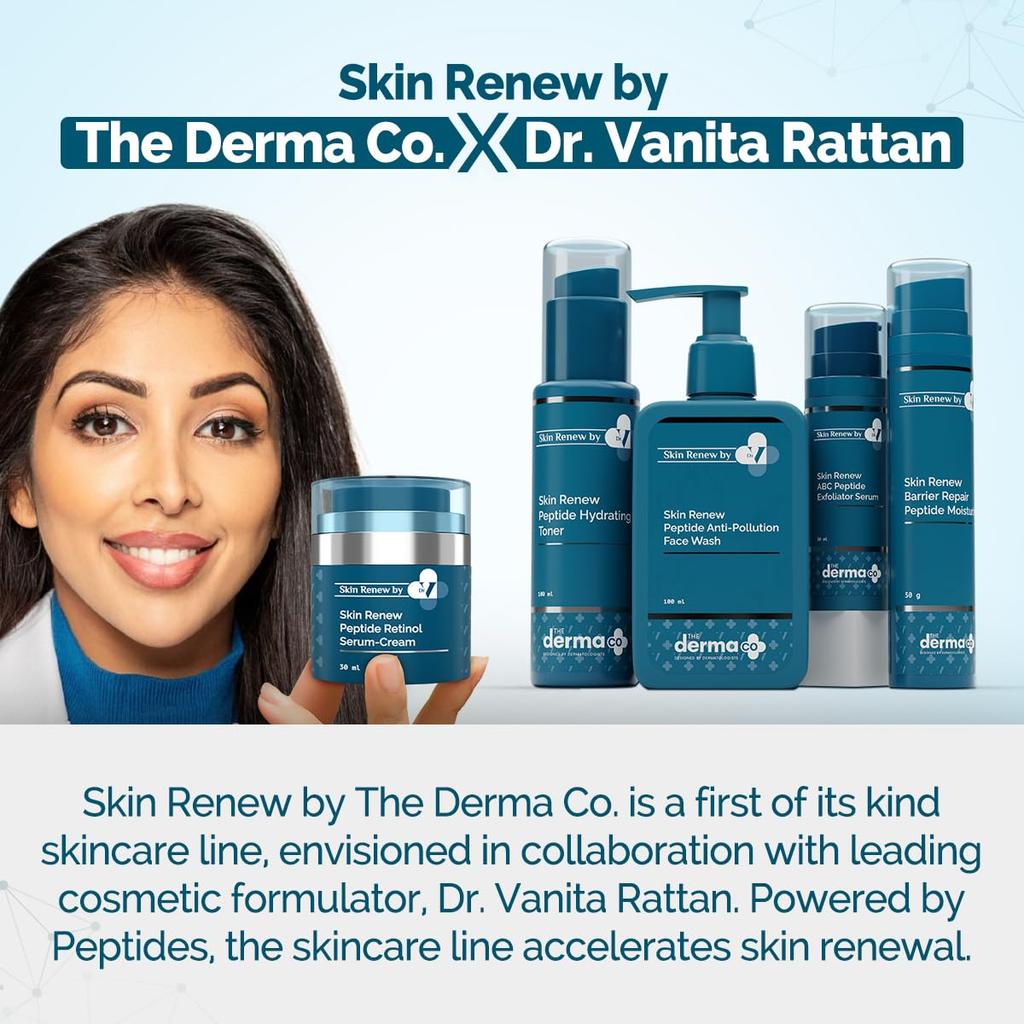 The Derma Co X Dr V Skin Renew Peptide Retinol Serum Cream 30 Ml Youthful Glow Skin Renewal Dark Spot Care Night Use