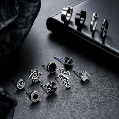 Trendige Titanstahl-Ohrstecker für Männer & Frauen - Cooler Punk-Hip-Hop-Stil, Minimalistischer vielseitiger Straßenschmuck