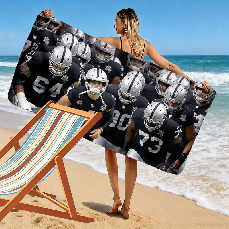 Raiders Players Print Beach Towel, Large Soft Quick Dry Towel for Beach Camping Swimming