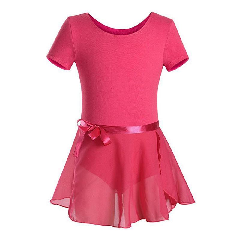 Dívčí taneční kostým Dvoudílná souprava Dětská jednobarevná kombinéza s krátkým rukávem a baletní sukně