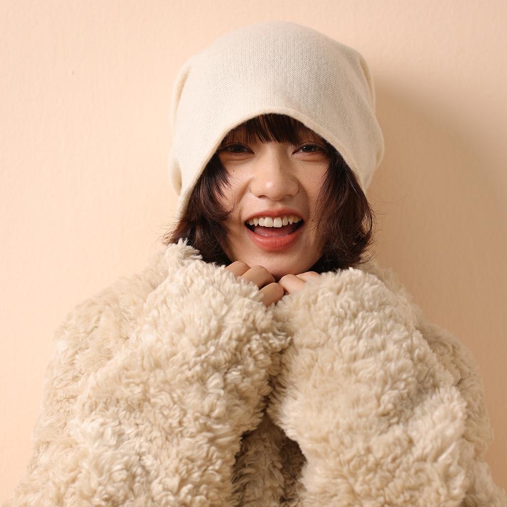 Autumn and winter new 0% all-wool striped knitted hat stacking hat women's fashion versatile warm hat