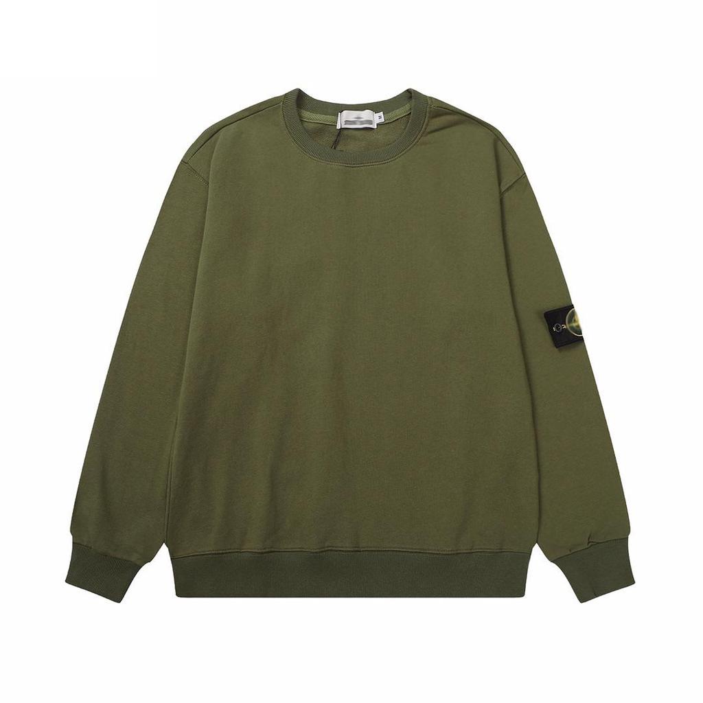 Unisex jednobarevná mikina s kulatým výstřihem, nášivkou a dlouhým rukávem