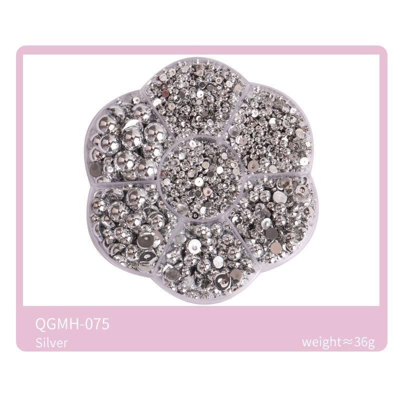 Nail Art Jewelry 7 Grid Plum Blossom Abs Semi-Round Flat Bottom Nail Art Pearl Nail Art Decoration Mixed