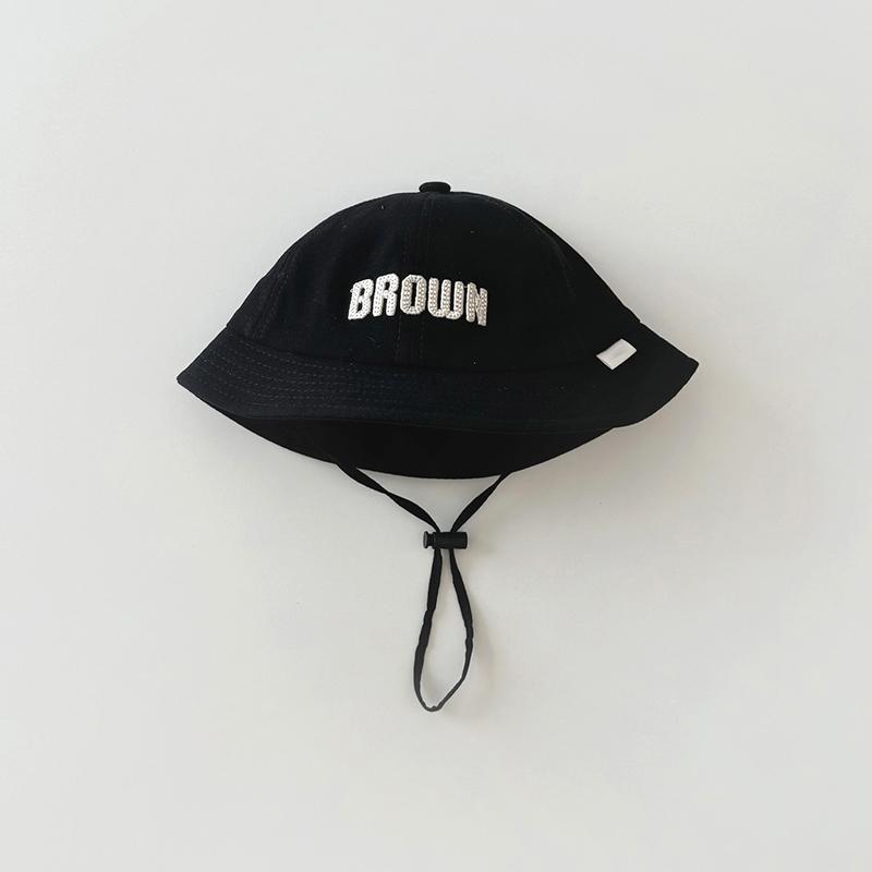 Letter Baby Bucket Hat With Rope Summer Outdoor Baby Boys Girls Sun Basin Hat Adjustable Infant Toddler Fisherman Hats