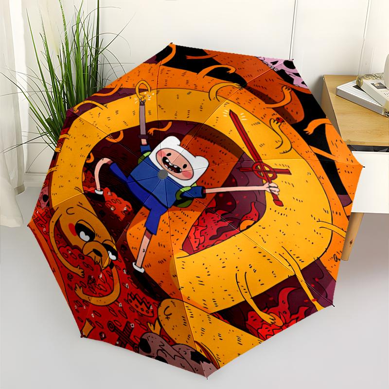 Printed Adventure Time-Printed Folding Umbrella,Outdoor,Leisure,And Travel Umbrella,Durable Umbrella Fabric,Birthday And Holiday Gift