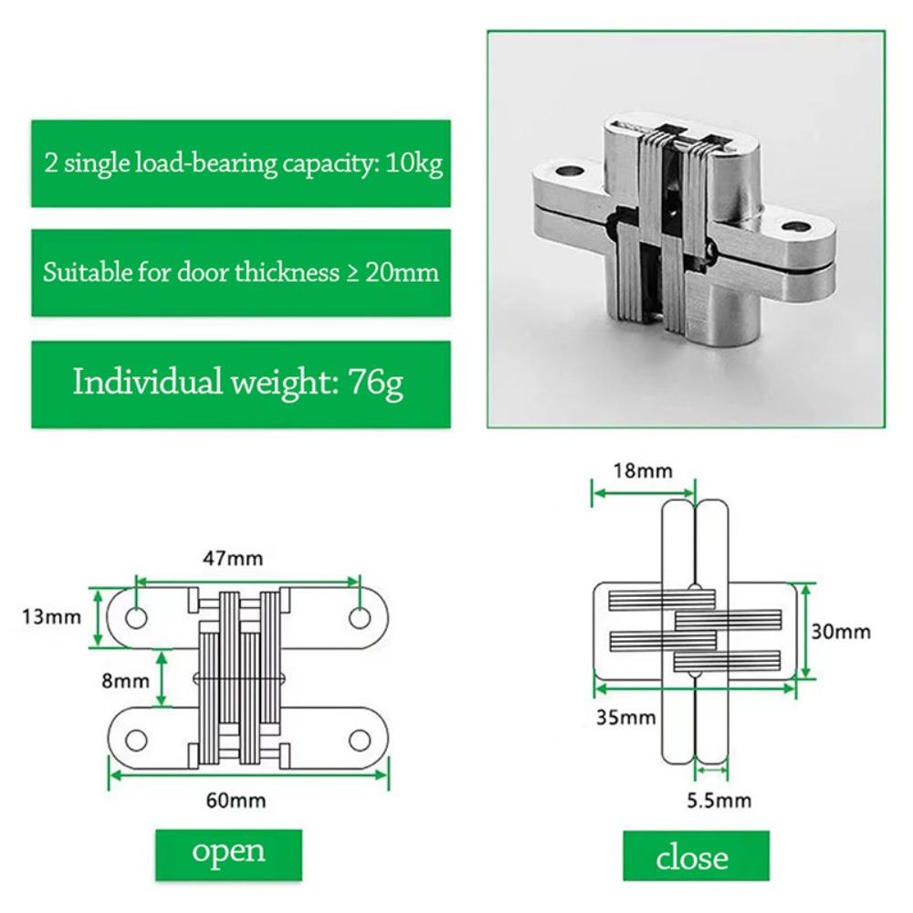1pc Concealed Hidden Hinge Stainless Steel Door Hinge Multiple Uses Cross Hinges  for Cabinet Door