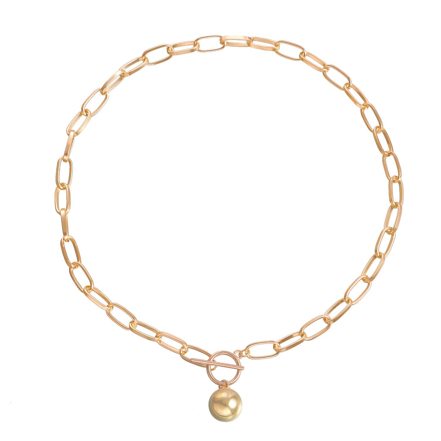 Europe, America, punk simple return chain geometric ball pendant necklace women s temperament collarbone chain versatile золотой