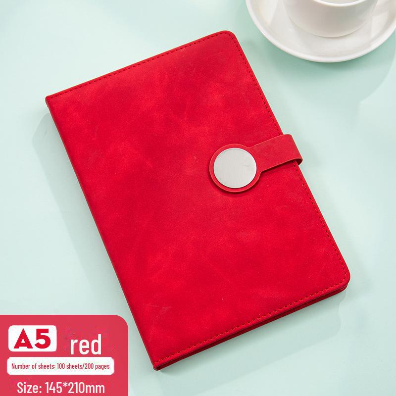 Set de regalo de cuaderno retro de alta gama: Incluye bloc de notas con hebilla redonda, manual, unidad USB y cierre magnético para reuniones de negocios.