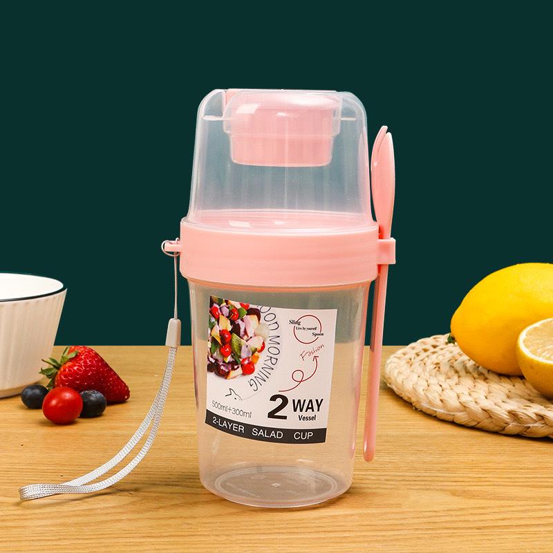 Portable Breakfast Salad Cup with Yogurt and Spoon - Light, Slimming Fruit and Vegetable Meal