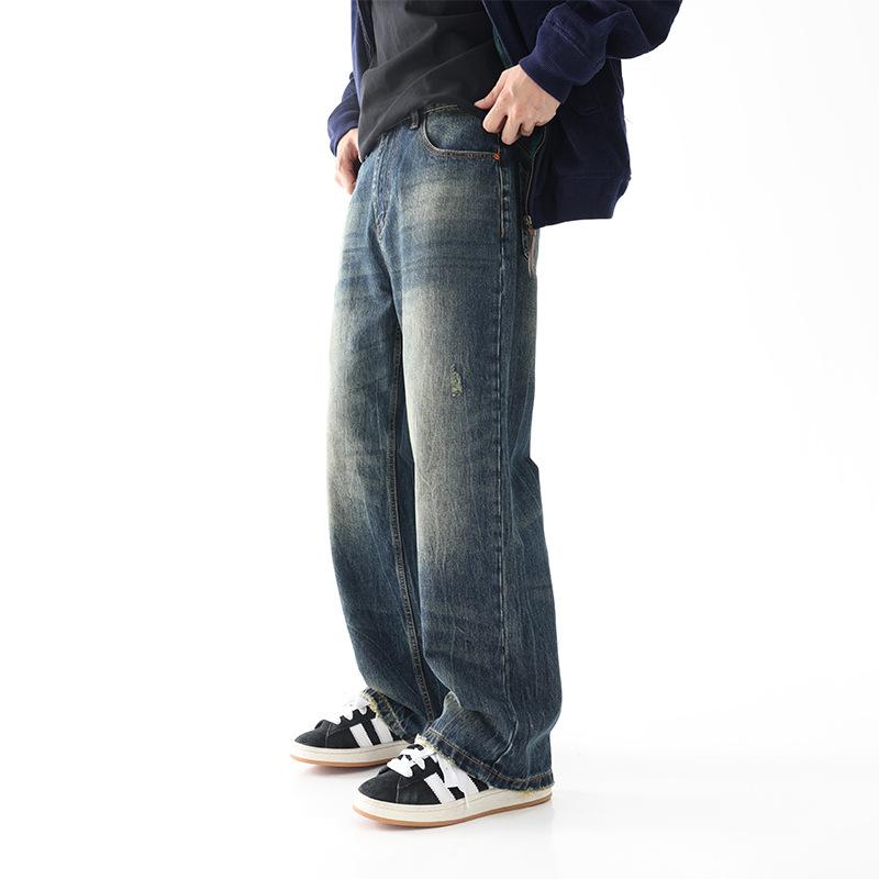 American High Street Retro Jeans Men's Loose Straight Flare Wide-leg Pants