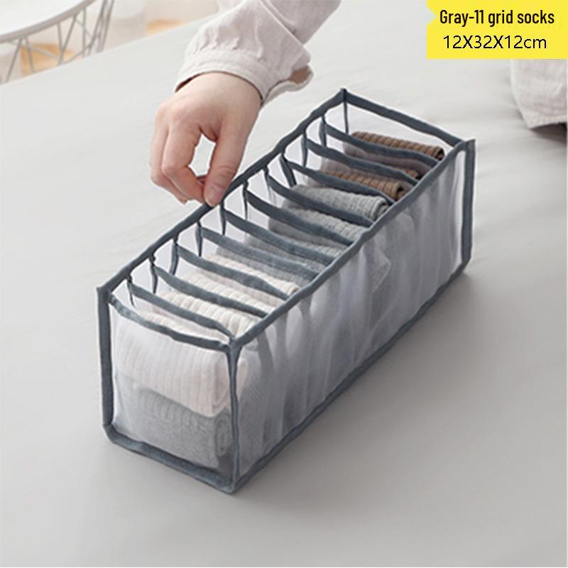 Mesh Underwear and Sock Storage Box with Dividers and Handle for Drawers and Wardrobes