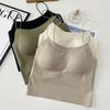 Seamless One-Piece Chest Pad Anti-Slip Sling Ladies Bra Matching Suit Back Shaping Base Tops Outerwear Bra Tide