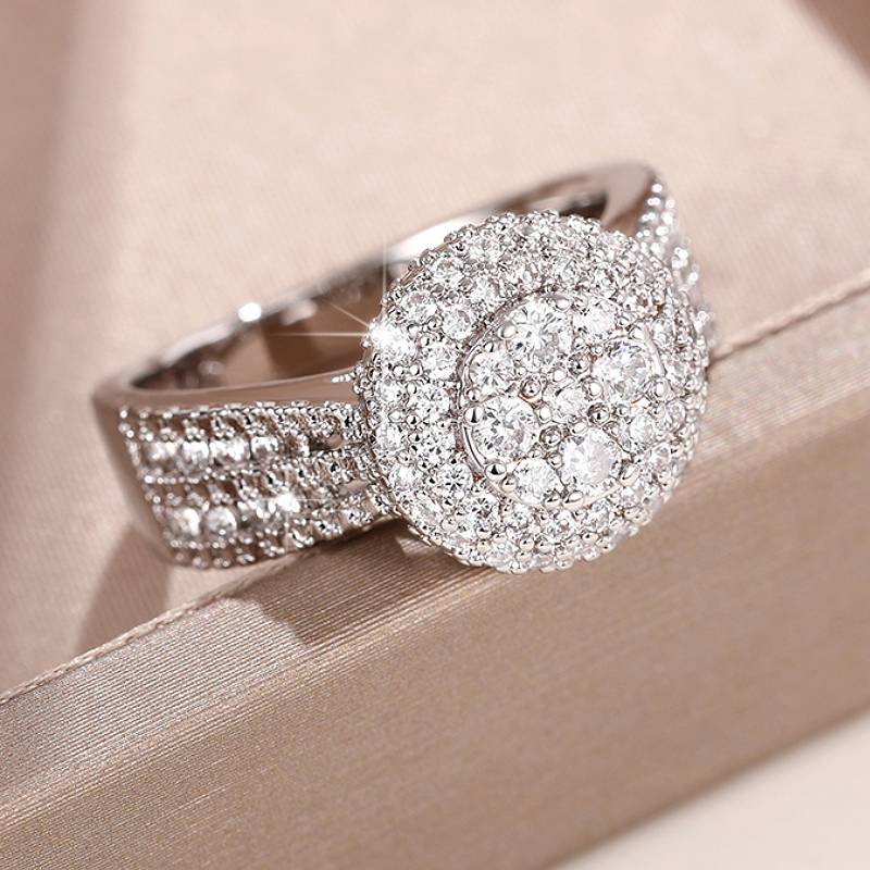 

Huitan Aesthetic Women Ring Full Sparkling Cubic Zirconia Bow Design Fashion Wedding Engagement Accessories Charming Zircon 8